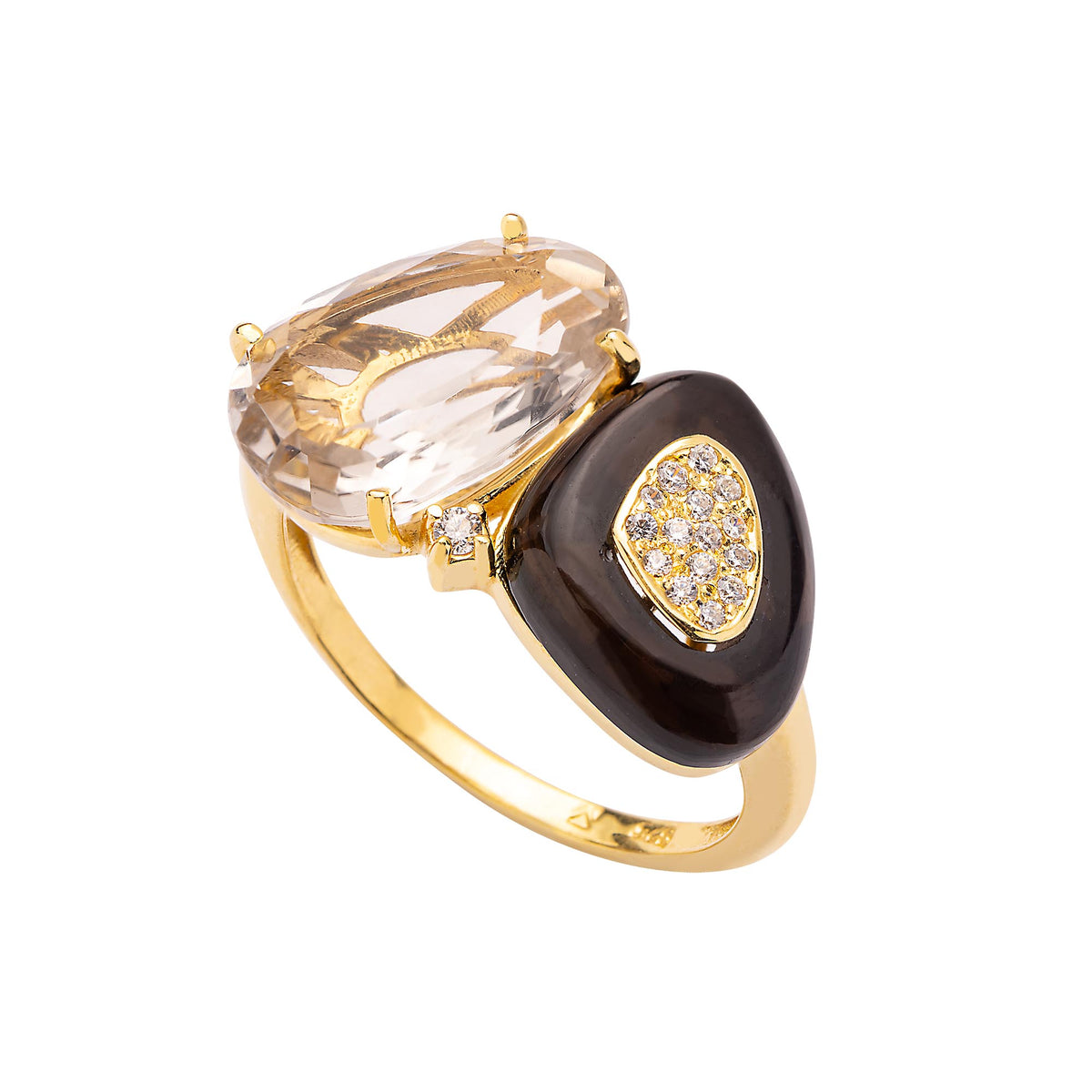 18K FINESTRA RING (1354) - Murion Quartz, Black Quartz / YG – VIANNABRASIL